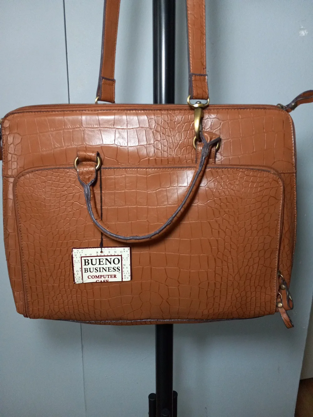 Bueno Tan Croc-Embossed Laptop Business Tote Shouldet Trap NWT